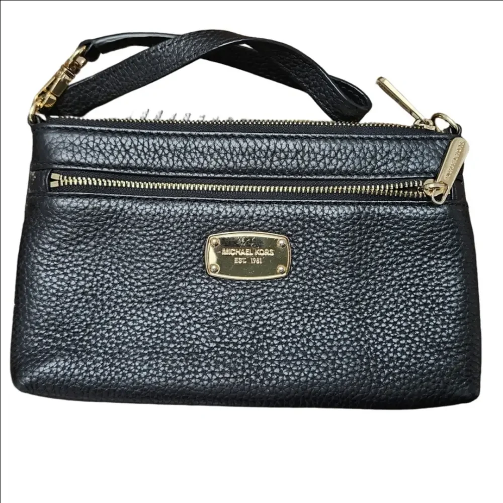 Michael Kors Black Wristlet with Gold Accents